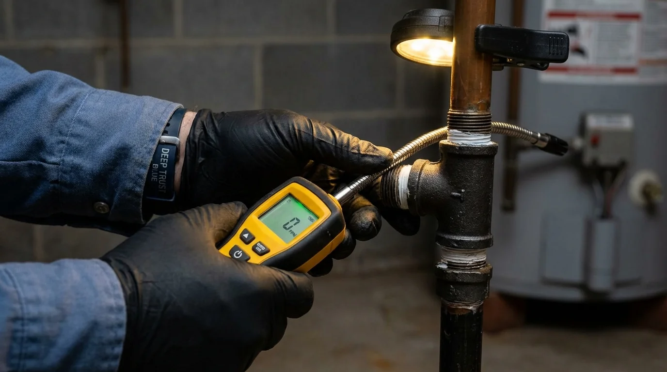 Gas leak detection with electronic sniffer by Johns Plumbing LLC in Ankeny
